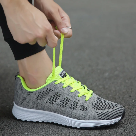 Casual Shoes Fashion Breathable Walking Mesh Flat Gray green